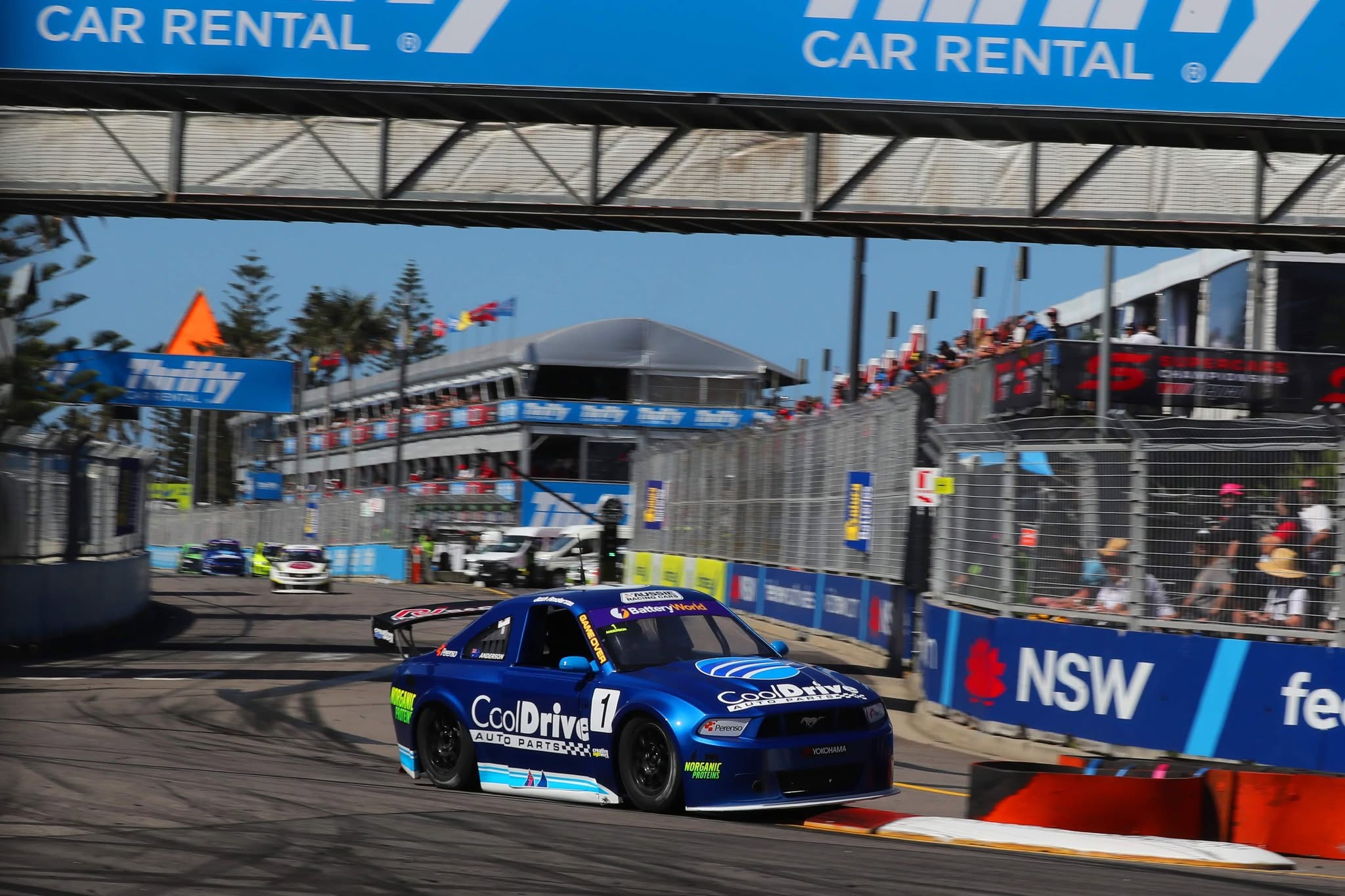 Josh Anderson racing the CoolDrive Aussie Racing Car at the Newcastle street circuit